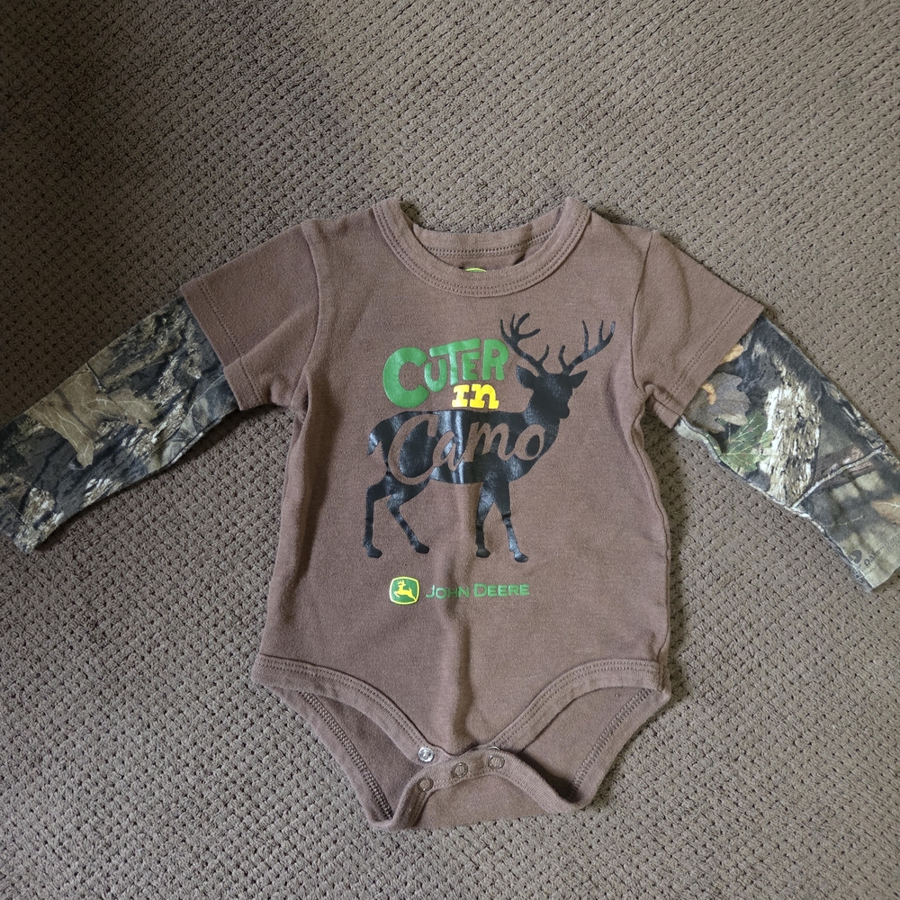 John Deere Brown and Camo Baby Onesie